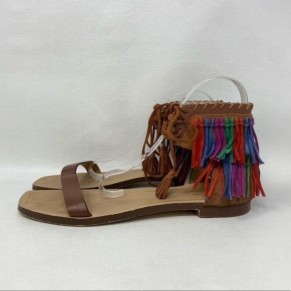 Zara Women Multi-color Leather Fringe Sandals, Women’s Size EU 40/US 9 - Picture 3 of 12